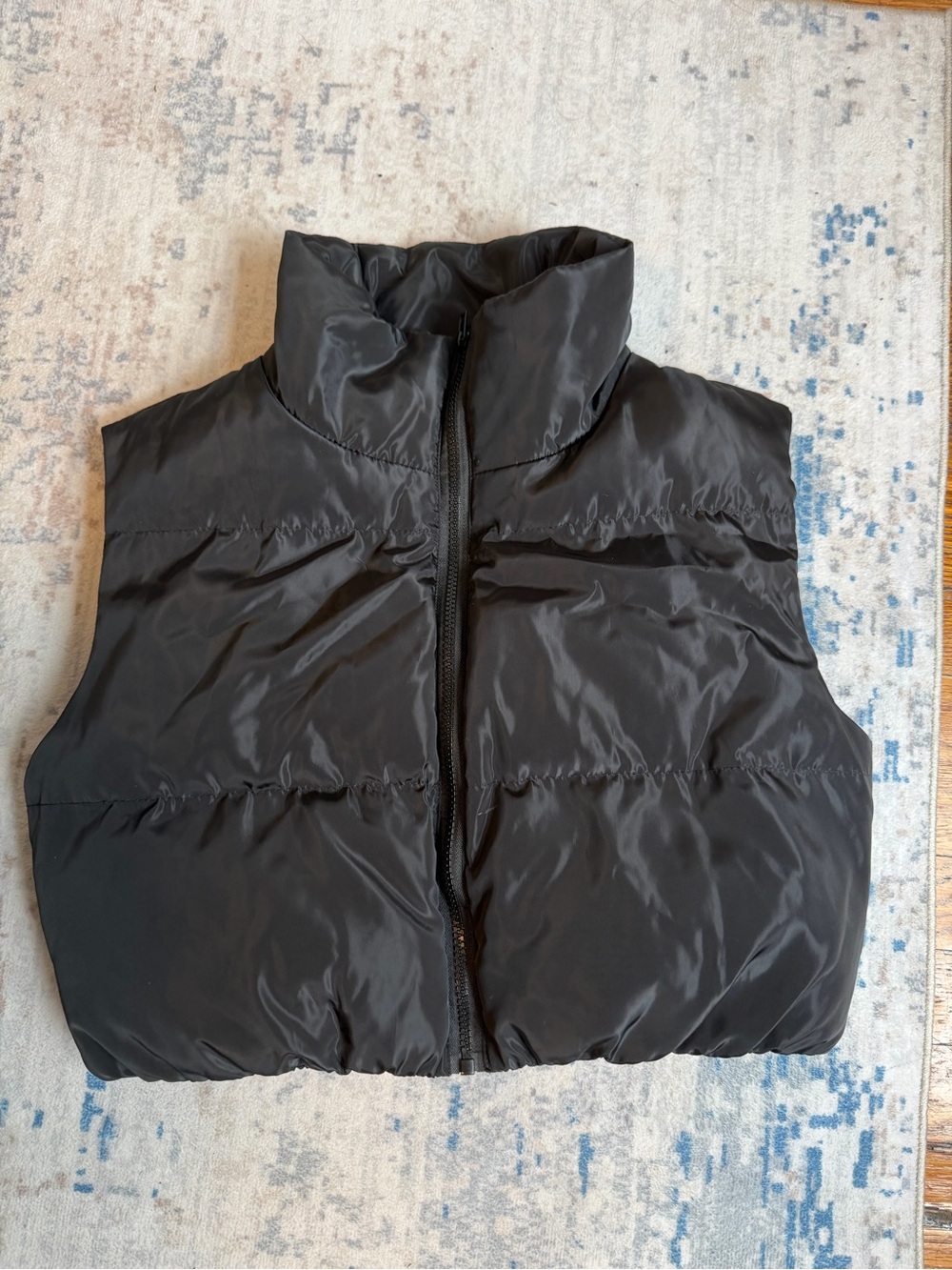 Zara Black Puffer Vest with High Collar